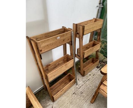 AN AS NEW EX DISPLAY CHARLES TAYLOR PATIO FURNITURE SET COMPRISING OF TWO THREE TIER GARDEN PLANTERS *PLEASE NOTE VAT TO BE C