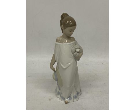 A NAO FIGURE OF A GIRL WITH DOG, NO.1433 