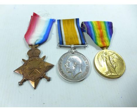 A WORLD WAR I TRIO MEDAL GROUP AWARDED TO 5-866 DRIVER E RAWSON OF THE ARMY SERVICE CORPS 