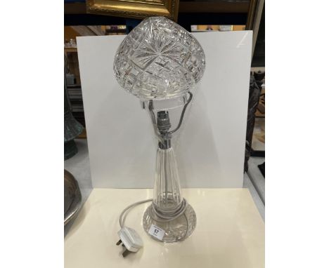 A CUT GLASS MUSHROOM LAMP WITH SHADE 