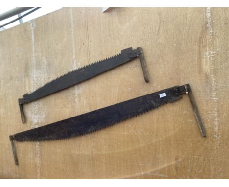 TWO VINTAGE TWO MAN CROSS CUT SAWS 