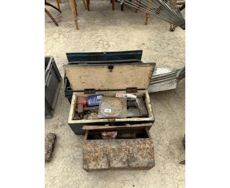 AN ASSORTMENT OF TOOLS TO INCLUDE PUNCHES, SPANNERS AND A SET SQUARE ETC 