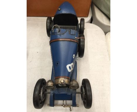 A TIN PLATE BUGATTI VINTAGE RACING CAR 