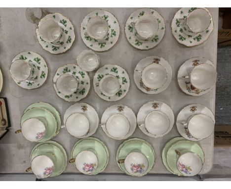 A COLLECTION OF BONE CHINA CUPS AND SAUCERS, HAMMERSLEY &amp; CO, REGENCY CHINA ETC 