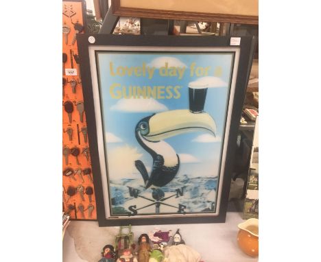 A LARGE GUINNESS HOLOGRAM TOUCAN ON A WEATHER VANE, 72CM X 52CM 