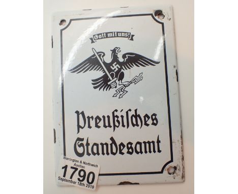 German WWII enamel sign 17 x 12 cm