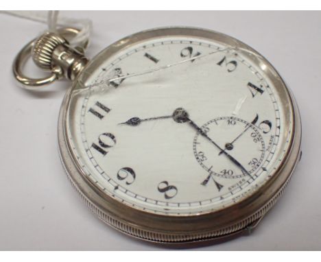 Hallmarked silver open faced crown wind pocket watch D:4.8 cm A/F CONDITION REPORT: Crystal cracked. Item does not work at lo