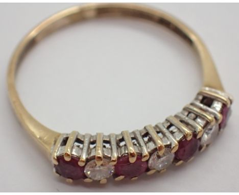 9ct gold ruby and diamond ring size Q