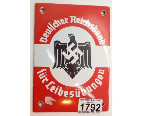 German WWII enamel sign 17 x 12 cm