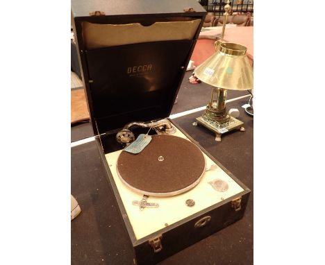 Decca portable record player with original label and a recording of speech by HRH Wales Armistice Night November 11th 1927 
