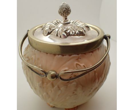 Royal Worcester Locke &amp; Co lidded biscuit barrel in the Leaves pattern