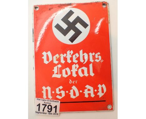 German WWII enamel sign 17 x 12 cm