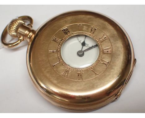 Gold plated half hunter Swiss made pocket watch  CONDITION REPORT: This item was working at the time of lotting up 