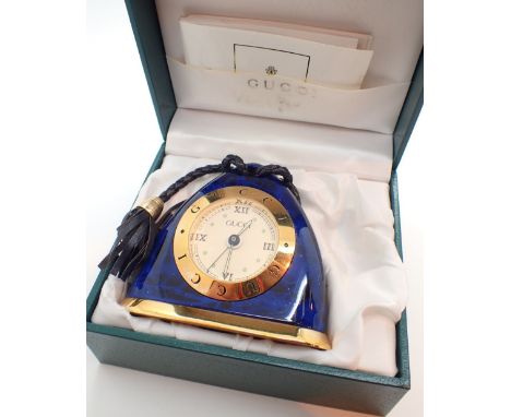 Boxed Gucci travel alarm clock with original papers 