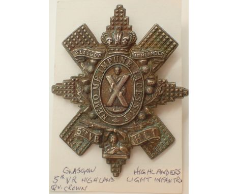 Victorian Glasgow Highlanders Light Infantry badge