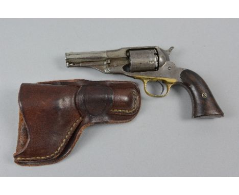 AN ANTIQUE REMINGTON FIVE SHOT .38 RIM-FIRE POCKET REVOLVER 'NEW MODEL' OF THE U.S. CIVIL WAR PERIOD, circa 1865, the barrel 