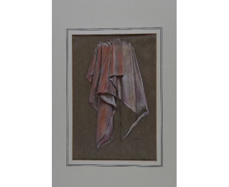 ERNEST LEOPOLD SICHEL (BRITISH 1862-1941), 'Study of Drapery', a pastel sketch of pink fabric, signed lower right, bears labe