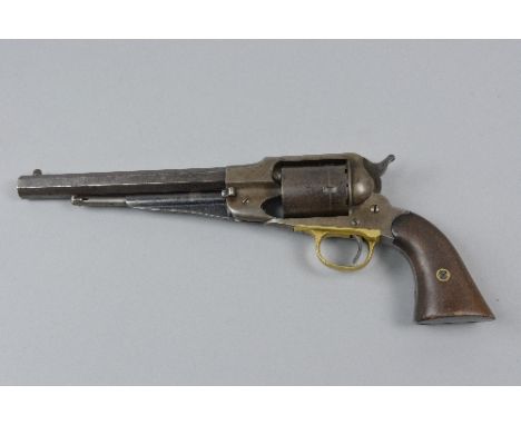 AN ANTIQUE .44'' REMINGTON NEW ARMY PRECUSSION REVOLVER, converted to fire the .44 rim-fire cartridge, its overall condition 