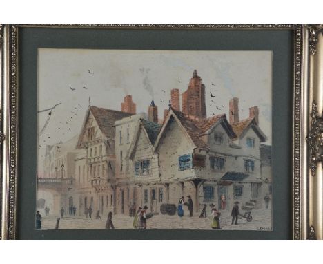 PAUL BRADDON (BRITISH 1863-1938), Town scene with figures, a watercolour, signed lower right, approximately 24cm x 31cm, toge