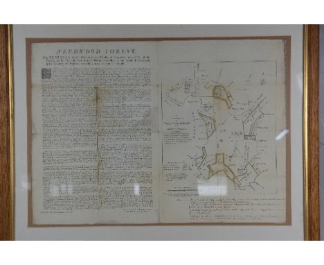 LATE 18TH CENTURY 'A SKETCH OF NEEDWOOD FOREST AND PROPOSAL FOR A DIVISION OF IT', dated 1778, with hand written comments und