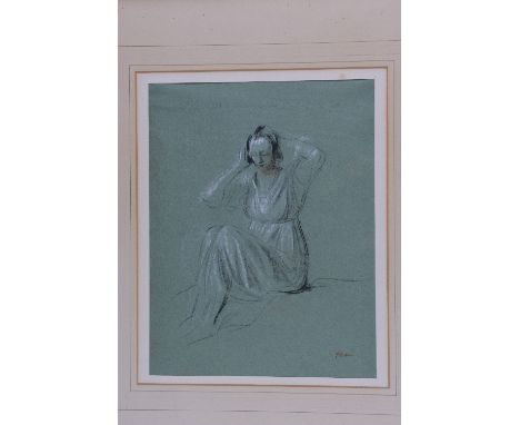 JEAN-LOUIS FORAIN (FRENCH 1852-1931), 'Portrait of The Artist's Niece', pastel sketch of a young woman seated whilst attendin