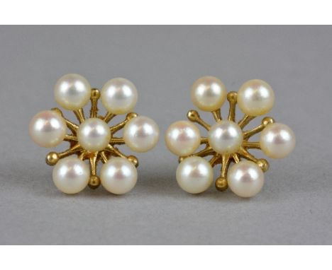 A PAIR OF MID TO LATE 20TH CENTURY MIKIMOTO AKOYA CULTURED PEARL EAR-STUDS, measuring approximately 16.4mm in diameter, post 