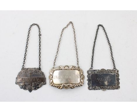 3 x Vintage .925 STERLING SILVER Decanter Labels Inc Jack Daniels