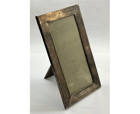 Large antique silver picture frame measures approx 28cm by 15cm engine turned frame Birmingham silver hallmarks in un-cleaned
