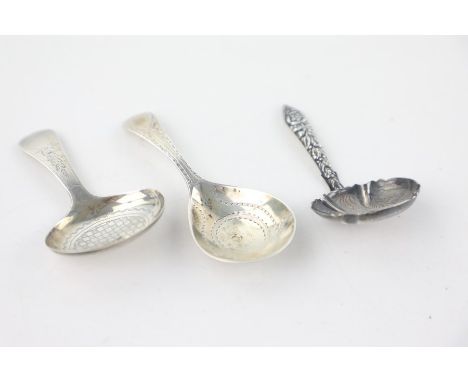 3 x Antique / Vintage Hallmarked .925 STERLING SILVER Caddy Spoons