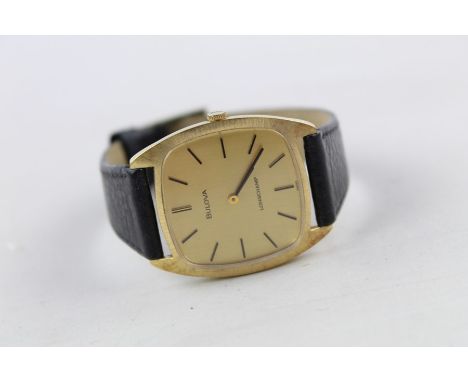 Vintage Gents BULOVA Long Champ Gold Tone WRISTWATCH Hand-Wind WORKING no warranty given 
