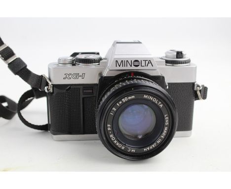 Minolta XG-1 SLR FILM CAMERA w/ Genuine 50mm F/2 Lens &amp; Case 