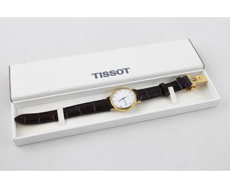 Gents TISSOT Gold Tone Dress WRISTWATCH Quartz WORKING w/ Original Box