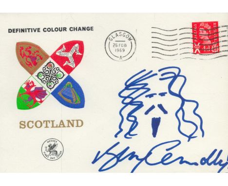 Billy Connolly, Scottish actor and comedian. A signed Scotland FDC with self-sketch. Good condition. All autographs are genui