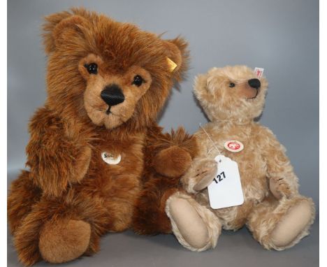 One yellow label Steiff bear and a white label Jona bear, no box, no certificate