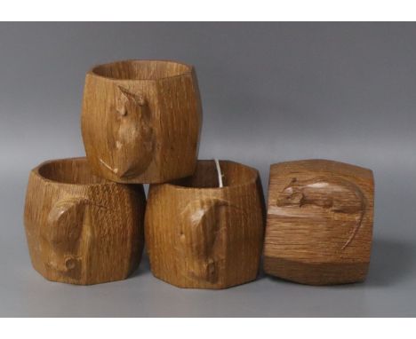 A set of four Mouseman napkin rings