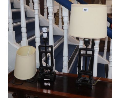 A pair of Chinese hongmu bedside lamps, late 19th/early 20th century, converted to electricity Provenance - The owner and her
