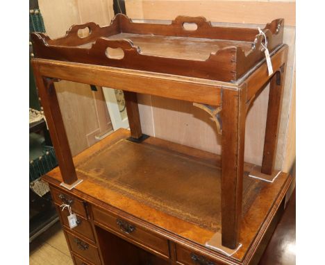 A Georgian style mahogany butler's tray on table stand W.73cm