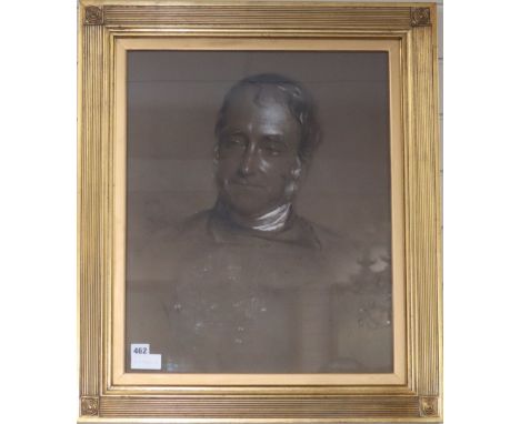 Attributed to George Richmond, pencil and coloured chalks, Portrait of a gentleman, 56 x 45cm