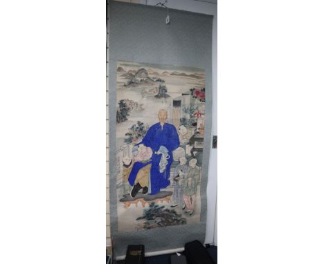 A 19th century Chinese ancestor scroll painting on paper