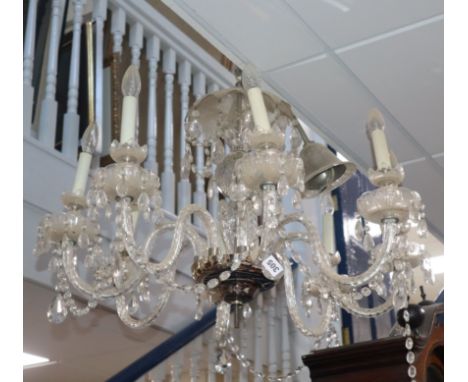 A cut glass eight-light chandelier (faults)