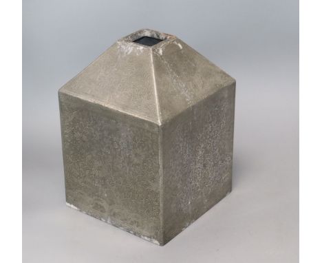 A Chinese pewter caddy height 24cm