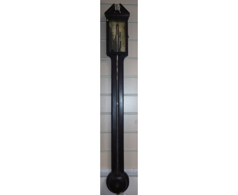 A George III mahogany stick barometer by Gatty of Glasgow H.98cm