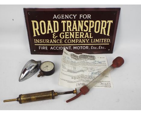 Automobilia - Vintage enamel advertising sign, Agency For Road Transport &amp; General Insurance Company Limited. Fire Accide