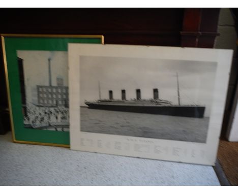 Trinket boxes, decorative ceramics, a Lowry print and a view of the Titanic print