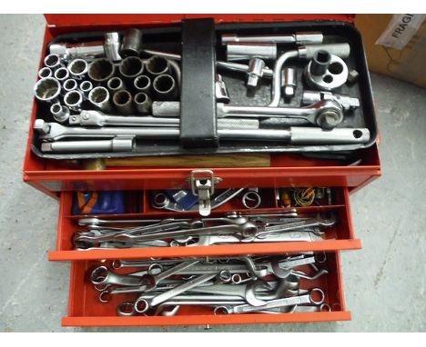 Tools to include spanners and socket sets contained in a Draper tool box