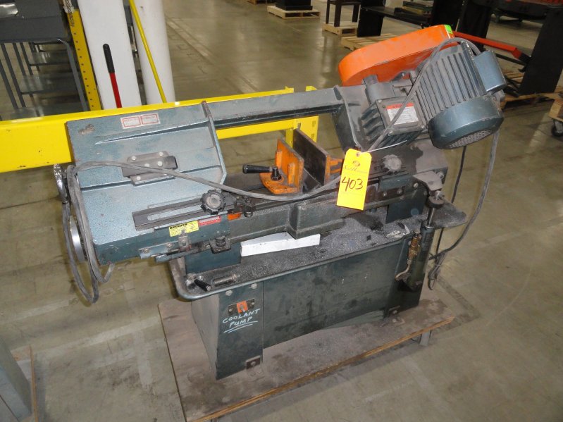 Horizontal band saw w/coolant pump, mounted on cart, m/n 5Z412, s/n 16154