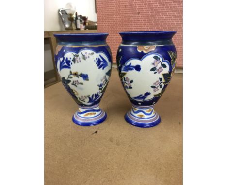 A pair of Carltonware vases decorated with flowers and foliage, 15 cm - NO RESERVE