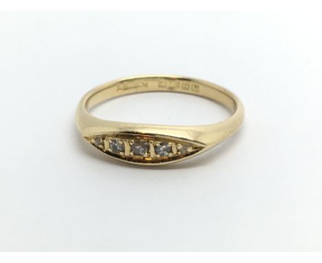 A vintage 18ct gold dive stone diamond ring, approx 3.5g and approx size N-O.