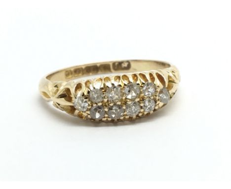 A vintage 18ct gold ten stone diamond ring, approx 2.7g and approx size J-K.