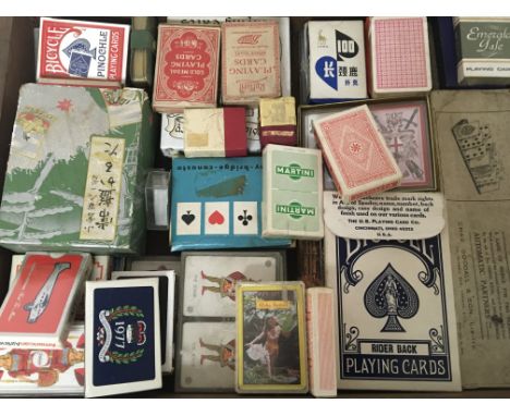 A collection of Vintage playing cards including large Bicycle America cards Martini cards oriental etc - NO RESERVE